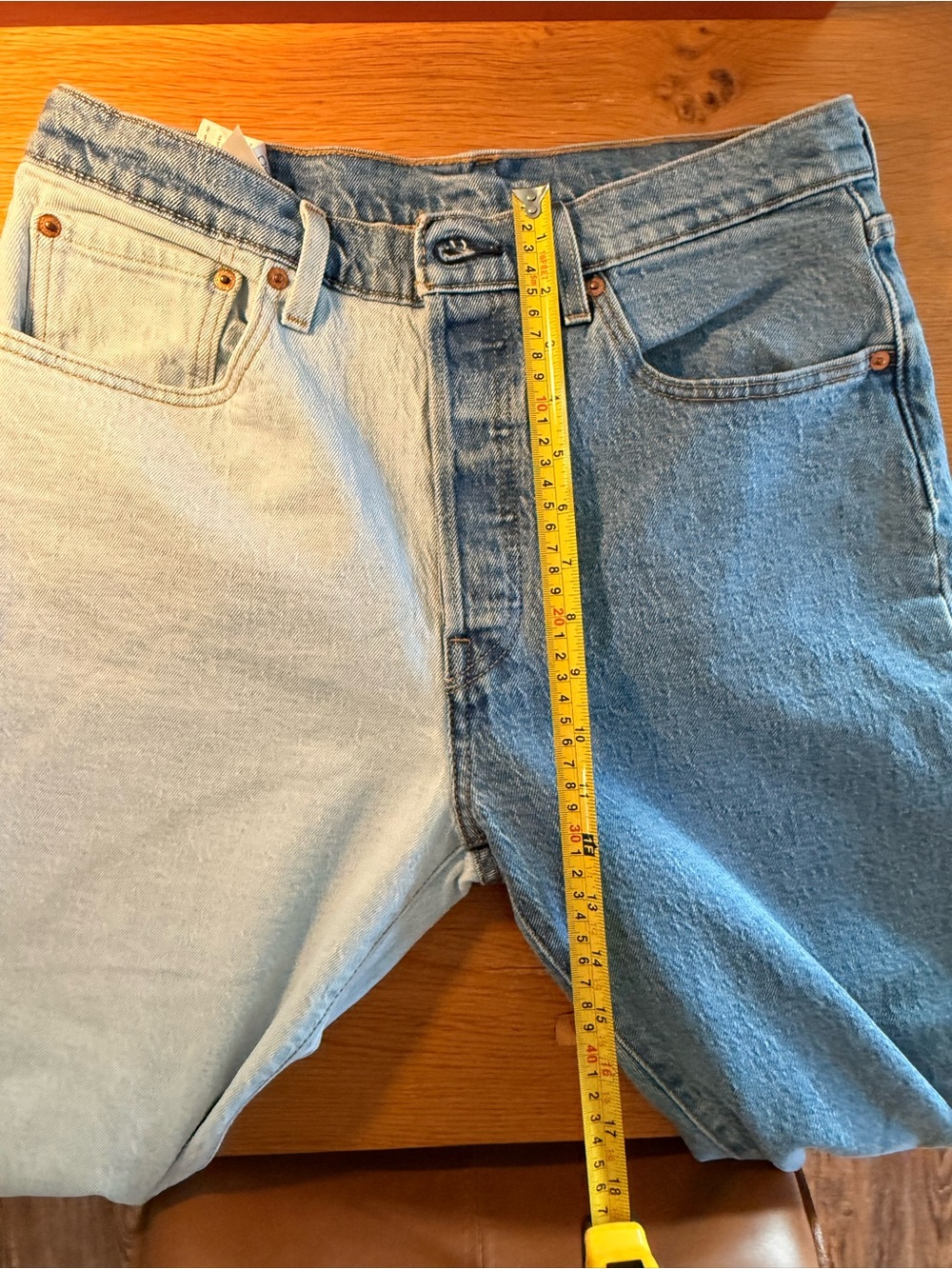 Levi's Two-Tone Light Blue & Dark Blue Cropped Jeans - Picture 9 of 9